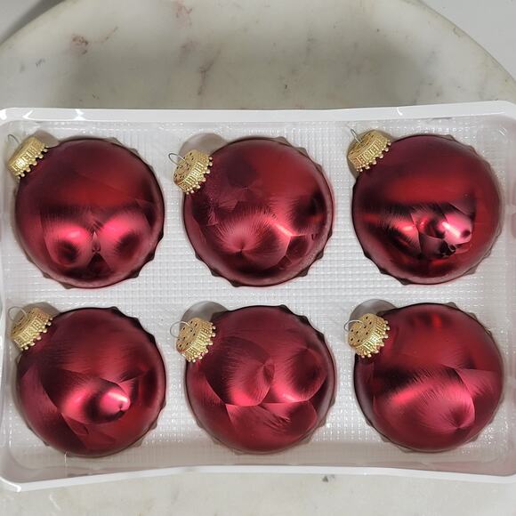 Christmas by Krebs Crimson Jewel Glass Ball Ornaments Red Feather Painted 6 - Picture 13 of 16